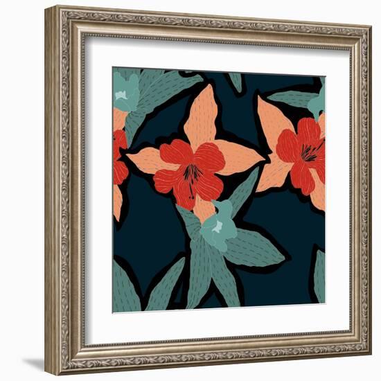 Abstract Elegance Pattern with Floral Background.-null-Framed Art Print