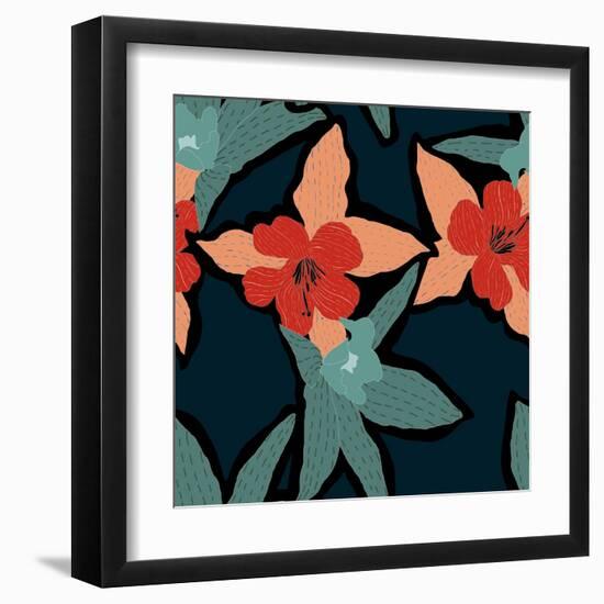 Abstract Elegance Pattern with Floral Background.-null-Framed Art Print