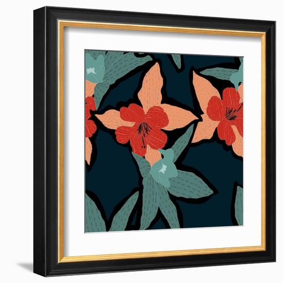 Abstract Elegance Pattern with Floral Background.-null-Framed Art Print