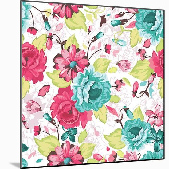 Abstract Elegance Seamless Pattern with Floral Background-Alexey Vl B-Mounted Art Print