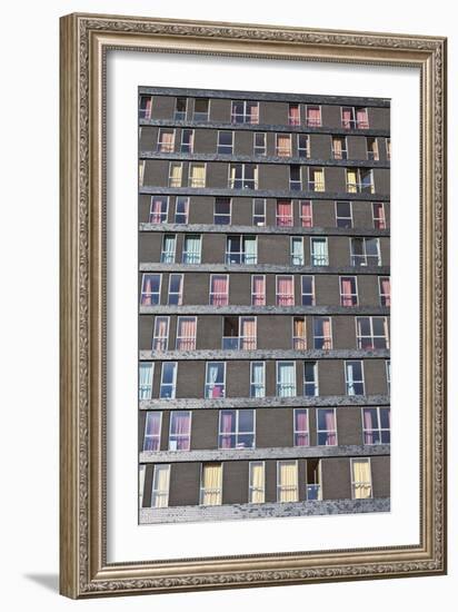 Abstract Exterior Facade of Student Residential High-Rise De Uithof Campus Netherlands-Julian Castle-Framed Photo