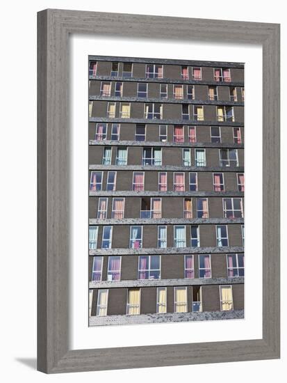 Abstract Exterior Facade of Student Residential High-Rise De Uithof Campus Netherlands-Julian Castle-Framed Photo