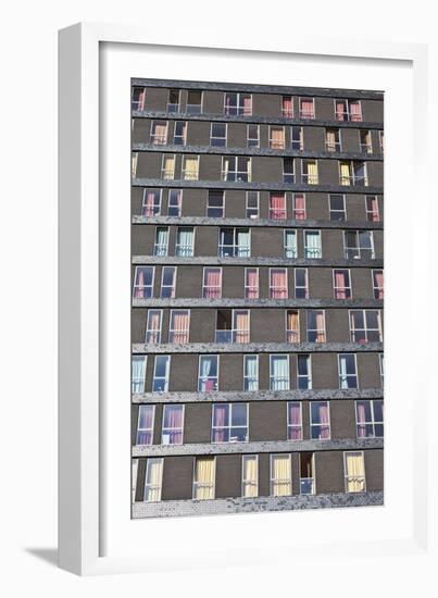 Abstract Exterior Facade of Student Residential High-Rise De Uithof Campus Netherlands-Julian Castle-Framed Photo