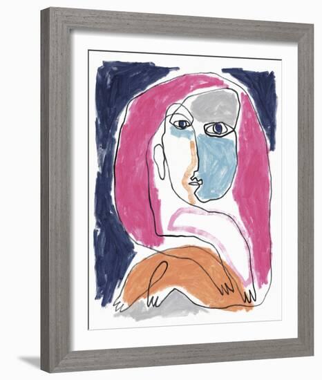 Abstract Faces - Pause-Aurora Bell-Framed Giclee Print