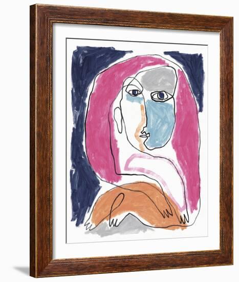 Abstract Faces - Pause-Aurora Bell-Framed Giclee Print