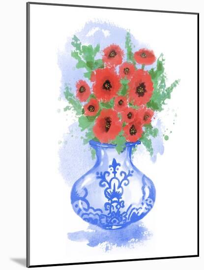 Abstract Floral Blue And White Vase-Matthew Piotrowicz-Mounted Art Print