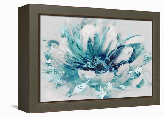 Abstract Flower Aqua-David Moore-Framed Stretched Canvas