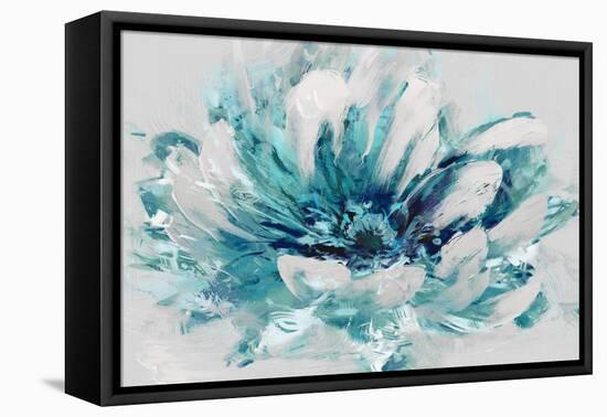 Abstract Flower Aqua-David Moore-Framed Stretched Canvas