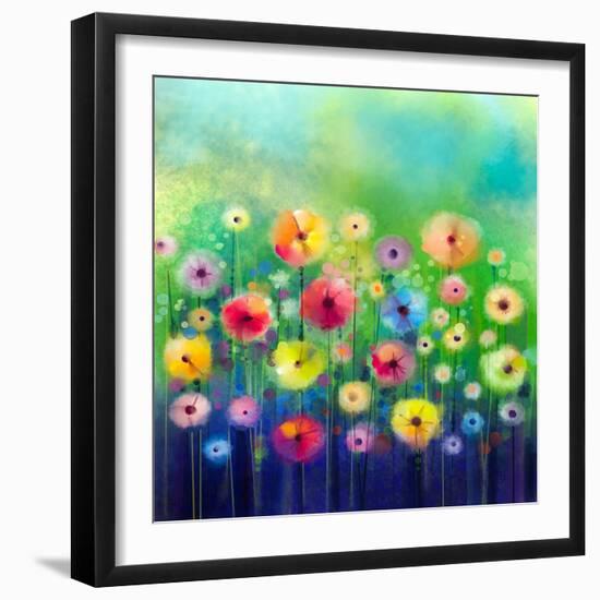 Abstract Flower Watercolor Painting-Nongkran_ch-Framed Photographic Print