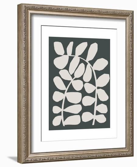 Abstract Flowers in Black and Beige-null-Framed Art Print