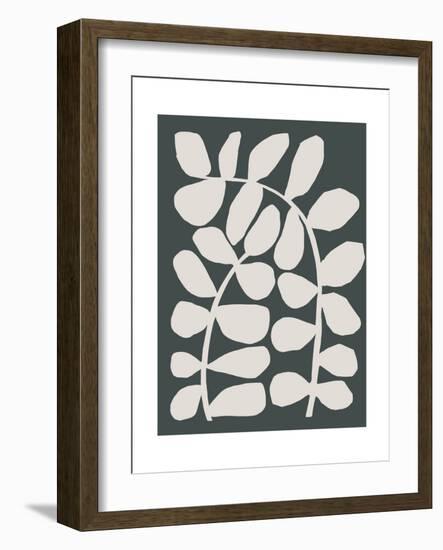 Abstract Flowers in Black and Beige-null-Framed Art Print