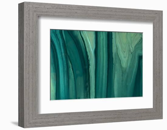 Abstract Fluid Art Background Dark Green and Olive Glitter Color. Liquid Marble. Acrylic Painting W-Anastasiia_Guseva-Framed Photographic Print
