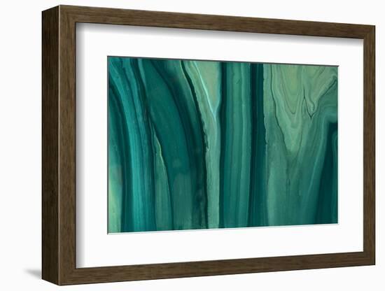 Abstract Fluid Art Background Dark Green and Olive Glitter Color. Liquid Marble. Acrylic Painting W-Anastasiia_Guseva-Framed Photographic Print