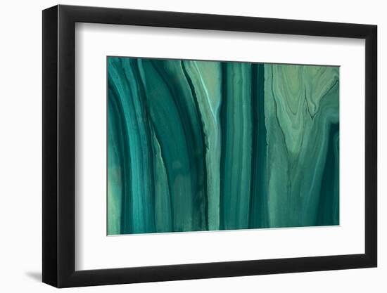 Abstract Fluid Art Background Dark Green and Olive Glitter Color. Liquid Marble. Acrylic Painting W-Anastasiia_Guseva-Framed Photographic Print