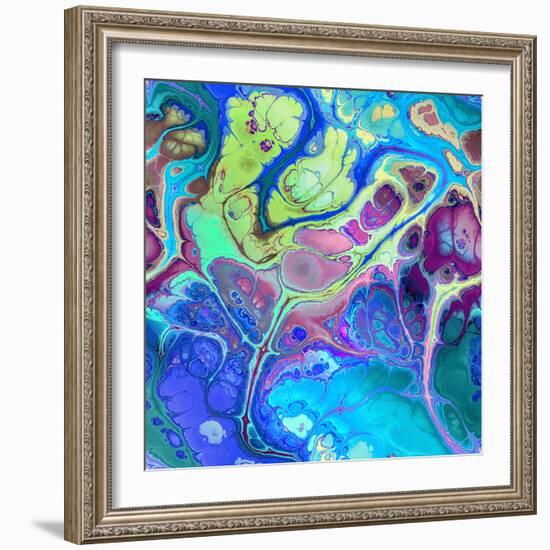 Abstract Fractals  Blue And Green-Cora Niele-Framed Giclee Print