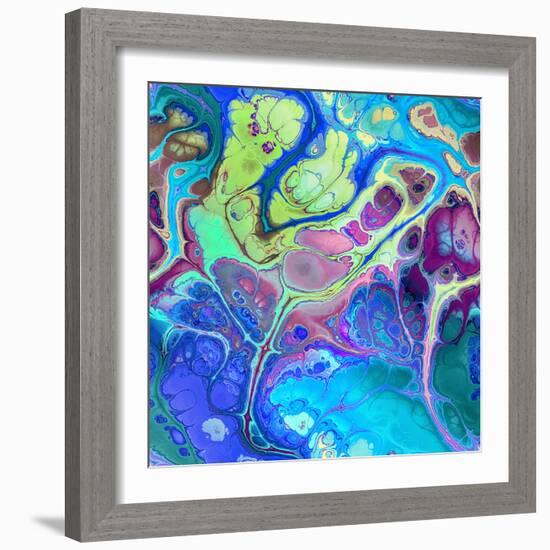 Abstract Fractals  Blue And Green-Cora Niele-Framed Giclee Print