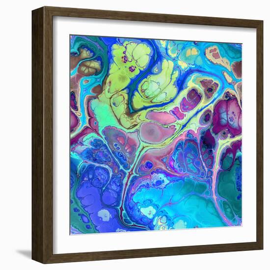 Abstract Fractals  Blue And Green-Cora Niele-Framed Giclee Print