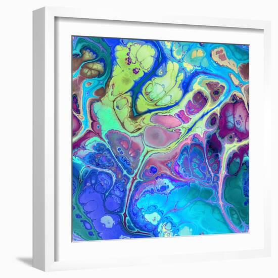 Abstract Fractals  Blue And Green-Cora Niele-Framed Giclee Print