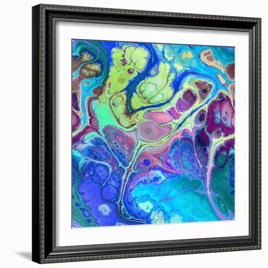 Abstract Fractals  Blue And Green-Cora Niele-Framed Giclee Print