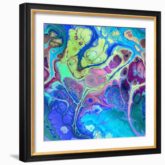 Abstract Fractals  Blue And Green-Cora Niele-Framed Giclee Print