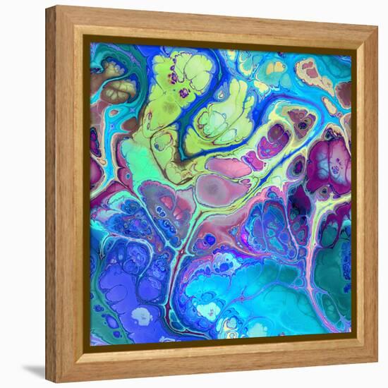 Abstract Fractals  Blue And Green-Cora Niele-Framed Stretched Canvas