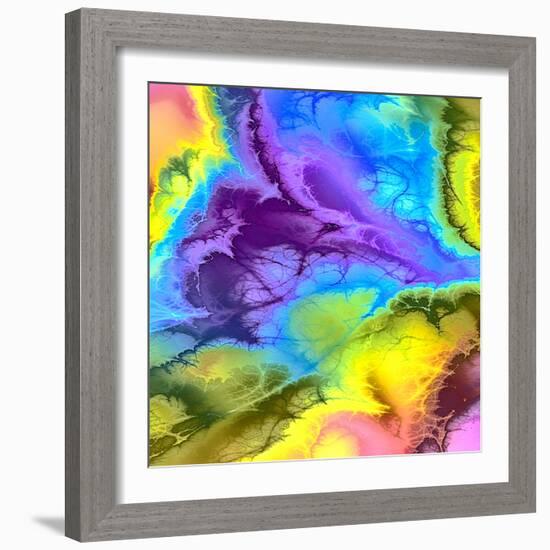 Abstract Fractals Blue, Yellow And Purple-Cora Niele-Framed Giclee Print