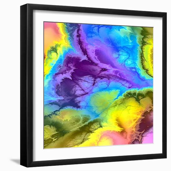 Abstract Fractals Blue, Yellow And Purple-Cora Niele-Framed Giclee Print