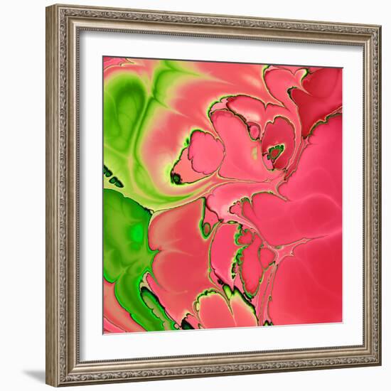 Abstract Fractals Pink And Green-Cora Niele-Framed Giclee Print