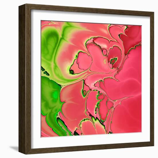 Abstract Fractals Pink And Green-Cora Niele-Framed Giclee Print