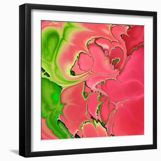 Abstract Fractals Pink And Green-Cora Niele-Framed Giclee Print