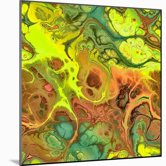 Abstract Fractals  Yellow, Orange And Green-Cora Niele-Mounted Giclee Print