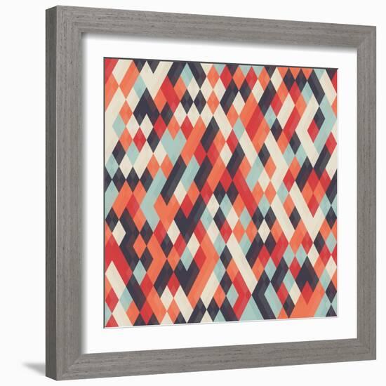 Abstract Geometric Background for Business, Web Design, Print. Colorful Rhombus Seamless Pattern. R-Churunchik-Framed Art Print