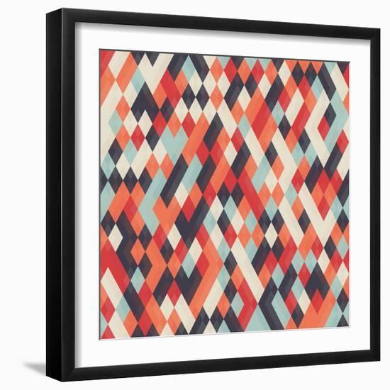 Abstract Geometric Background for Business, Web Design, Print. Colorful Rhombus Seamless Pattern. R-Churunchik-Framed Art Print