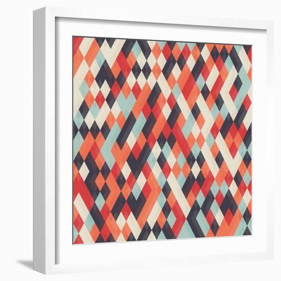 Abstract Geometric Background for Business, Web Design, Print. Colorful Rhombus Seamless Pattern. R-Churunchik-Framed Art Print