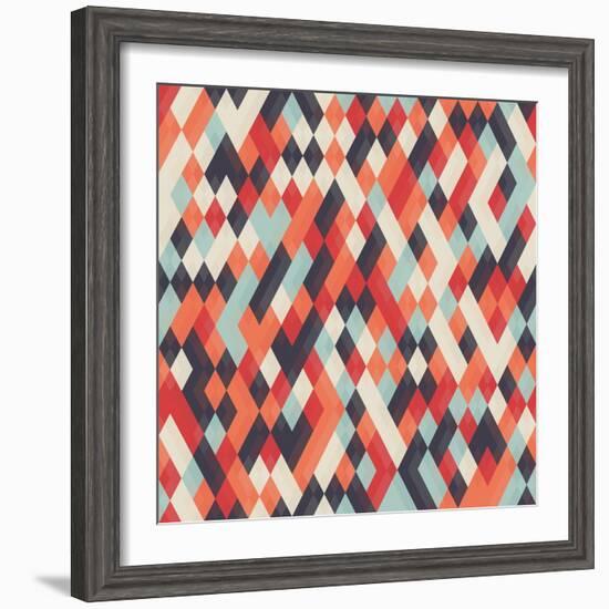 Abstract Geometric Background for Business, Web Design, Print. Colorful Rhombus Seamless Pattern. R-Churunchik-Framed Premium Giclee Print