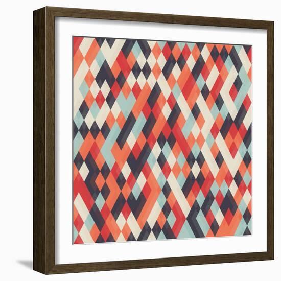 Abstract Geometric Background for Business, Web Design, Print. Colorful Rhombus Seamless Pattern. R-Churunchik-Framed Premium Giclee Print