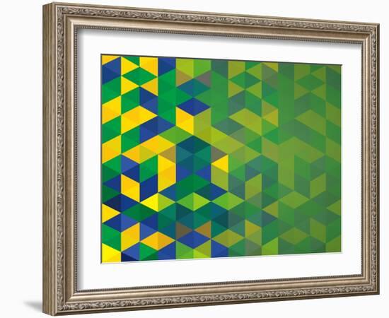 Abstract Geometric Brazil Flag-cienpies-Framed Art Print