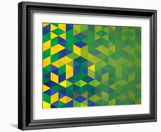 Abstract Geometric Brazil Flag-cienpies-Framed Art Print