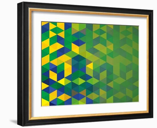 Abstract Geometric Brazil Flag-cienpies-Framed Art Print