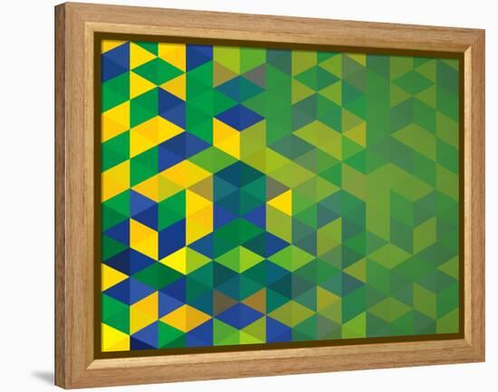 Abstract Geometric Brazil Flag-cienpies-Framed Stretched Canvas