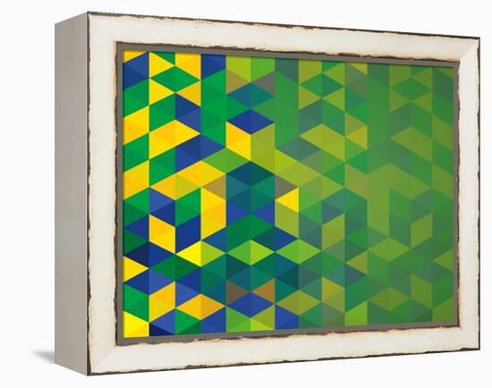 Abstract Geometric Brazil Flag-cienpies-Framed Stretched Canvas