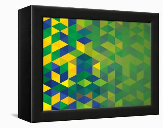 Abstract Geometric Brazil Flag-cienpies-Framed Stretched Canvas