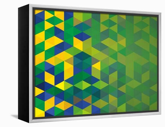 Abstract Geometric Brazil Flag-cienpies-Framed Stretched Canvas