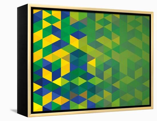 Abstract Geometric Brazil Flag-cienpies-Framed Stretched Canvas