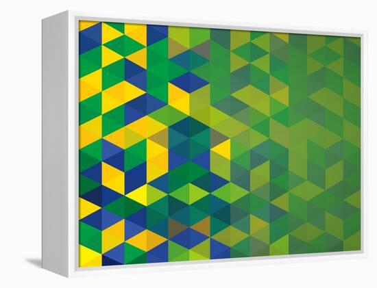 Abstract Geometric Brazil Flag-cienpies-Framed Stretched Canvas