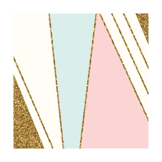 Abstract Geometric Composition In Light Blue Cream Gold Glitter