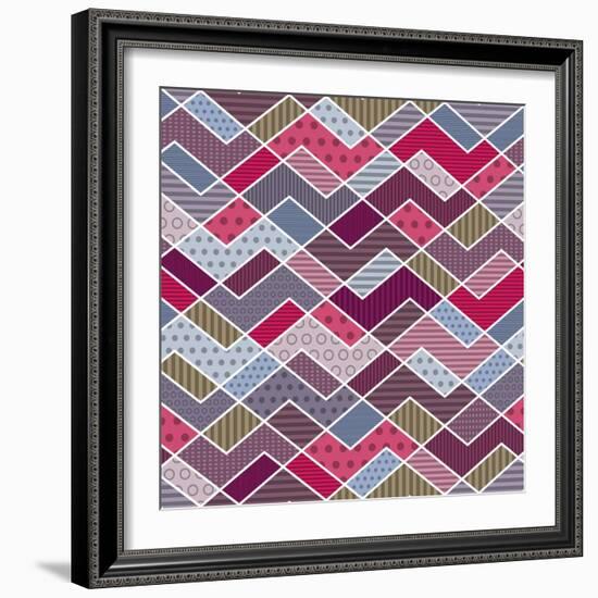 Abstract Geometric Patchwork Pattern-natbasil-Framed Art Print