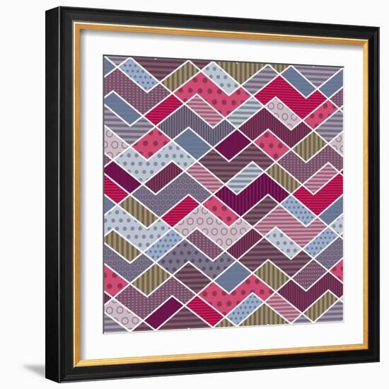 Abstract Geometric Patchwork Pattern-natbasil-Framed Art Print