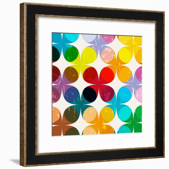 Abstract Geometric Pattern Background, Halftone, Retro/Vintage Style-Kirsten Hinte-Framed Premium Giclee Print