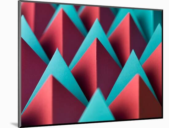 Abstract Geometrical Background with Colorful Paper Pyramids. Selective Focus-Abstract Oil Work-Mounted Photographic Print